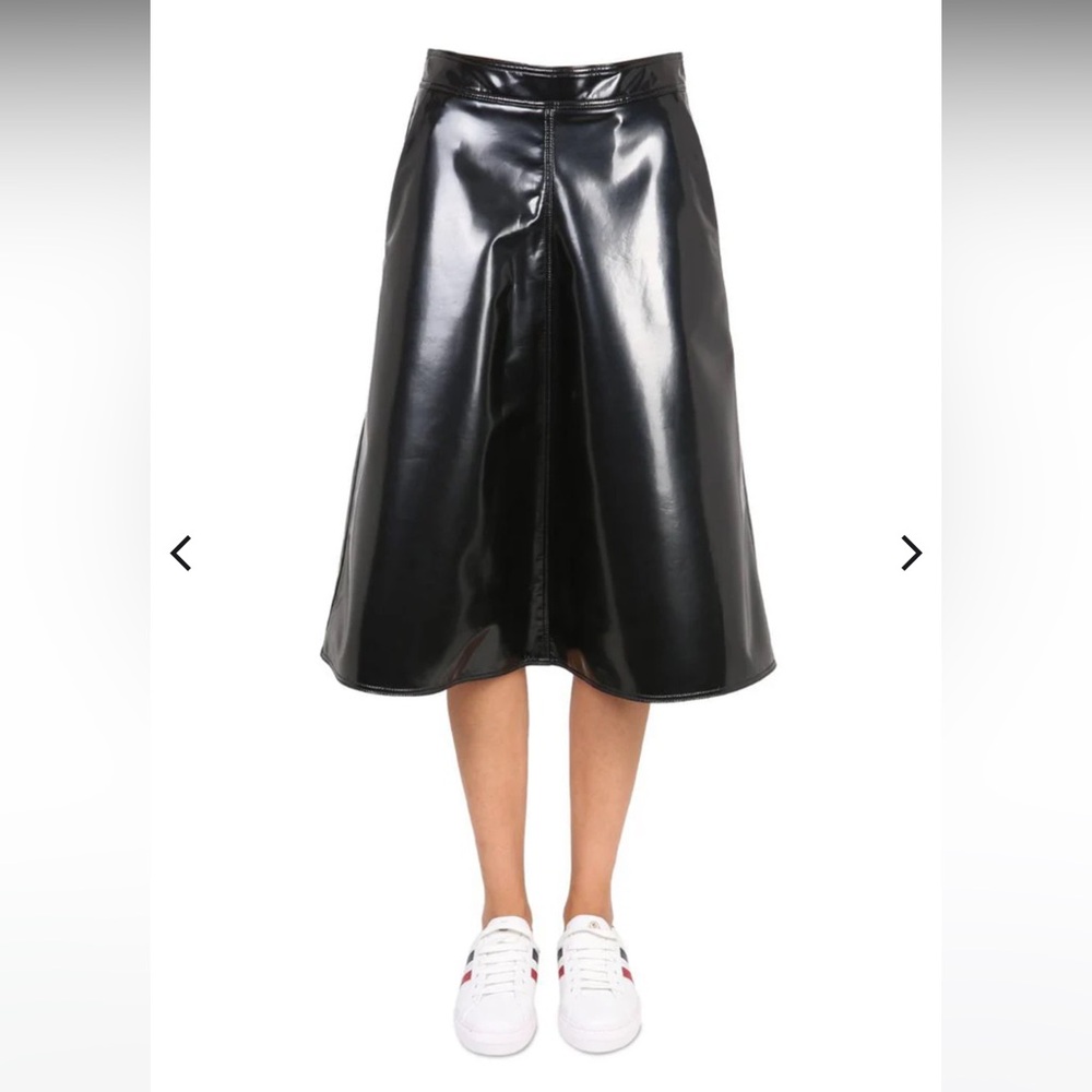 MONCLER GENIUS 2 Moncler 1952 faux leather midi skirt rubber black Size 42/SMALL